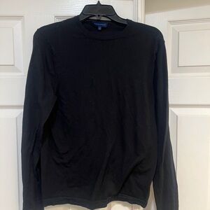 Patrick Assaraf Merino‎ Wool Black Crew Neck Classic Base layer Sweater Mens M